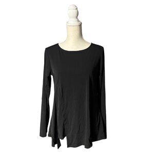 Lisa Bayne black long sleeve top size M medium lagenlook swing jersey